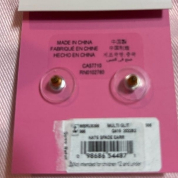 Kate Spade New York Glitter Square Stud Earrings Multicolor NEW with Dust Bag - Picture 6 of 11